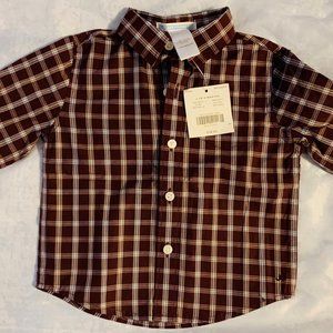 Janie and Jack 3-6 Months Brown White Plaid Shirt